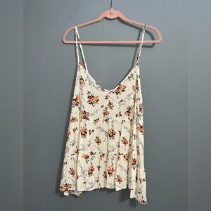 Bkk Chance Cream floral Relaxed Camisole with adjustable Spaghetti Straps 3XL